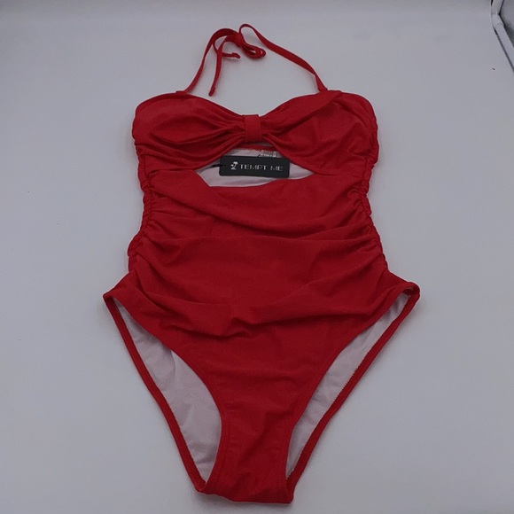 Tempt Me Ladies Sexy Cutout One Piece Tummy Control Halter Swimsuit Size Small - Picture 9 of 11